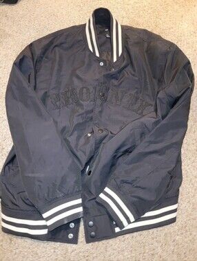 H&M Black Bomber Jacket with White Striped Ribbing